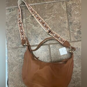 Altar'd State Tan Shoulder Bag with Patterned Strap